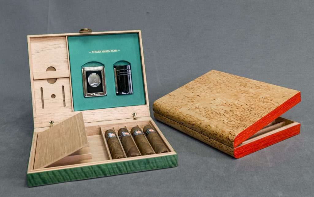 Création artisanale étui cigare luxe - Custom humidor woodwork design